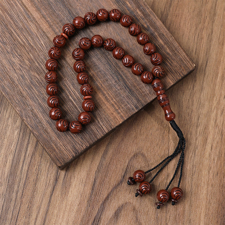 HilalHaven Ethnic Style Wood-Grain Acrylic Tasbih—— 33 Beads Tasbih - Reddish Sandalwood Brown - image 5