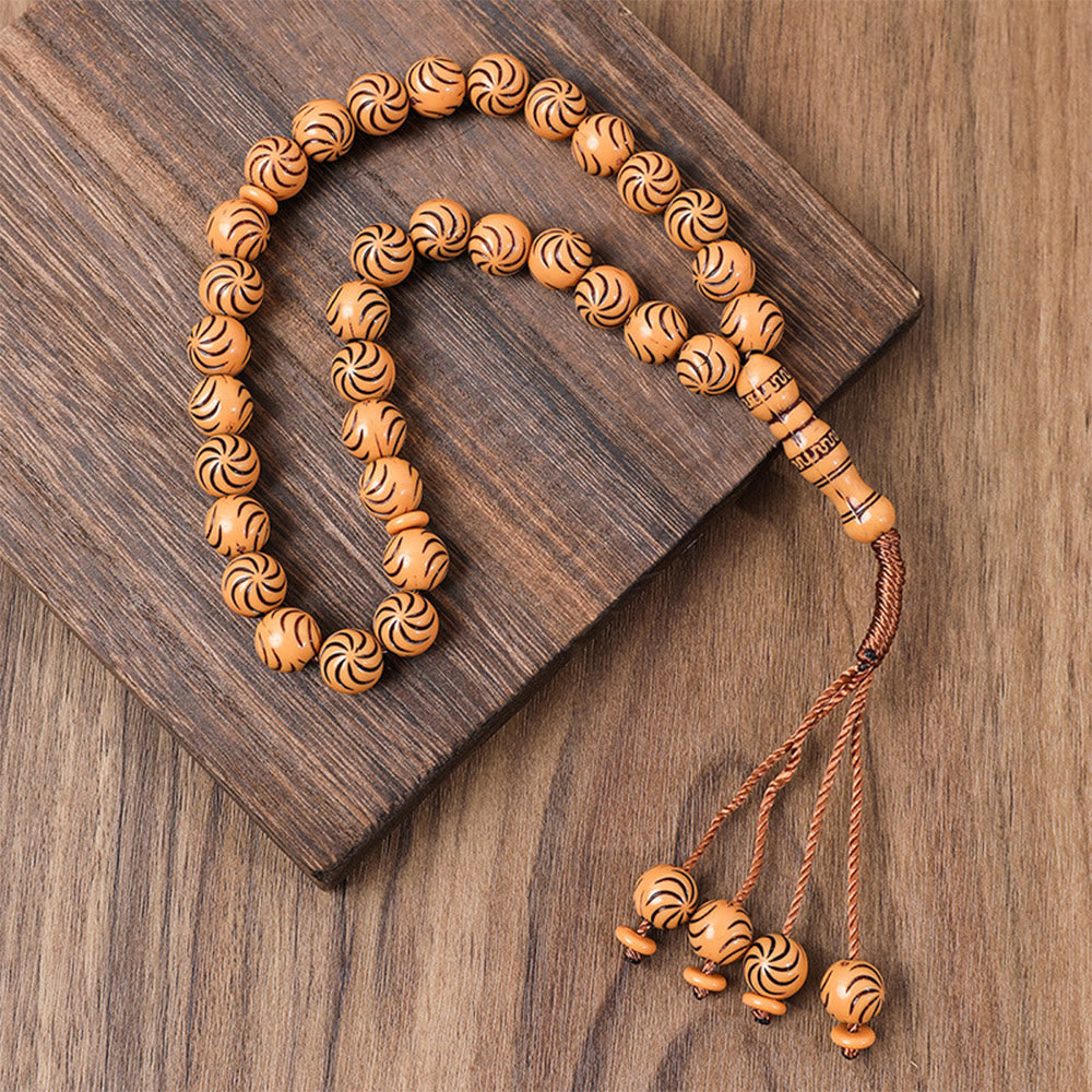 HilalHaven Ethnic Style Wood-Grain Acrylic Tasbih—— 33 Beads Tasbih - Caramel Wood-Tone - image 0
