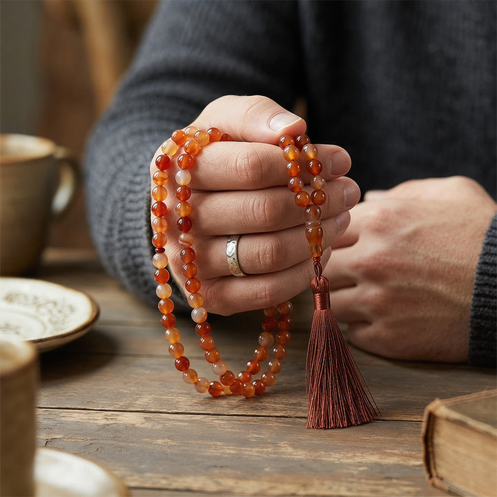 HilalHaven Hand-Polished Red Agate Tasbih—— 99 Beads Tasbih - image 3