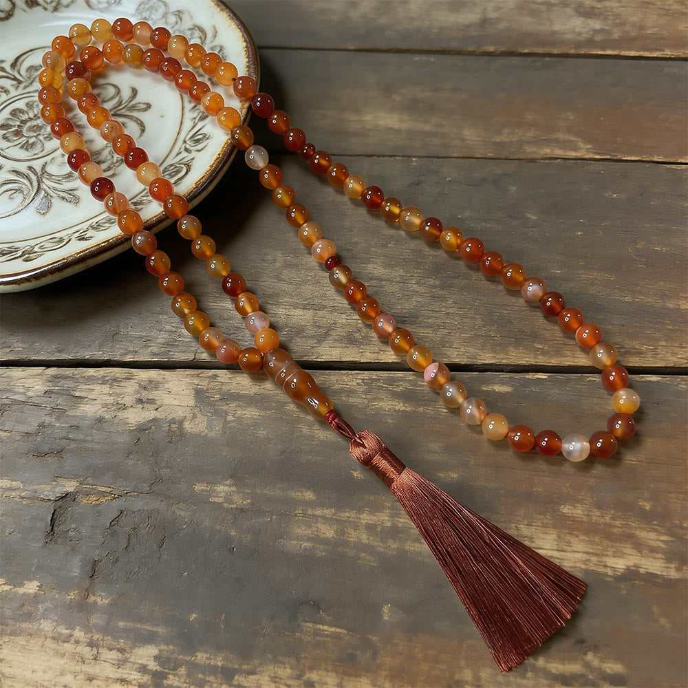 HilalHaven Hand-Polished Red Agate Tasbih—— 99 Beads Tasbih - Mahogany - image 0
