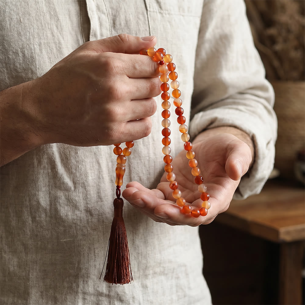 HilalHaven Hand-Polished Red Agate Tasbih—— 99 Beads Tasbih - image 5