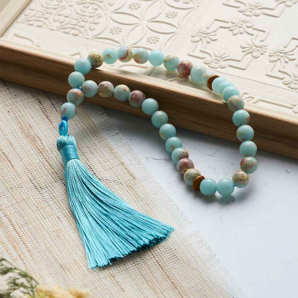 HilalHaven Shoushan Stone Effect Resin Tassel Tasbih - 33 Beads Tasbih - image 0