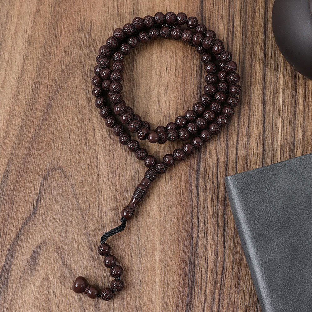 HilalHaven Tribal Print Acrylic Tasbih—— 99 Beads Tasbih - Dark Coffee Brown - image 6
