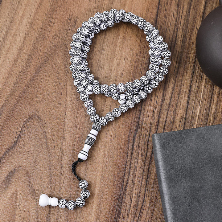 HilalHaven Tribal Print Acrylic Tasbih—— 99 Beads Tasbih - Sparkle Silver - image 4