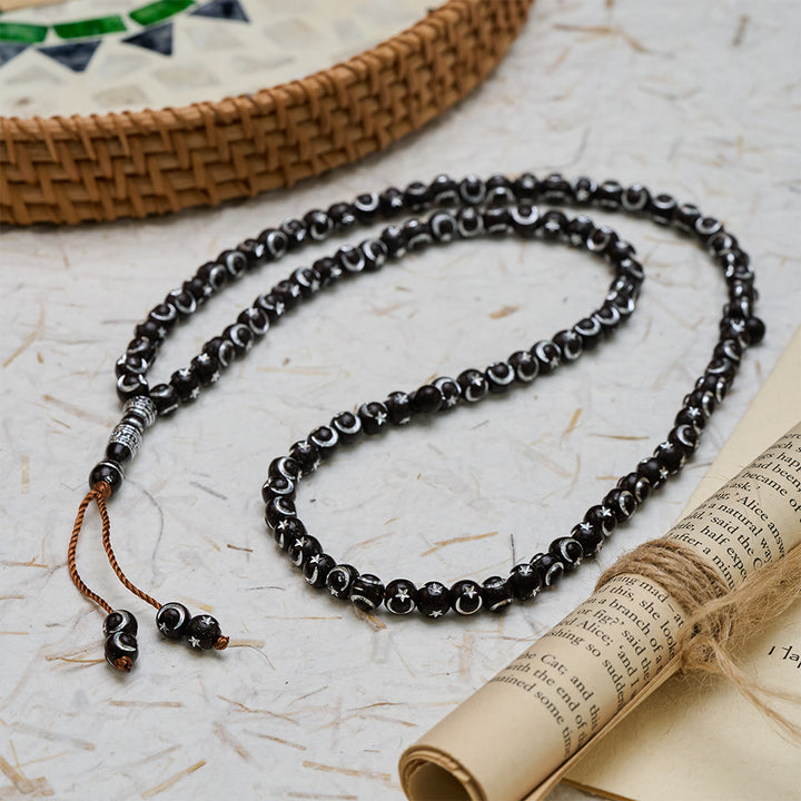 HilalHaven Tribal Print Acrylic 99 Beads Tasbih - Dark Brown - image 22
