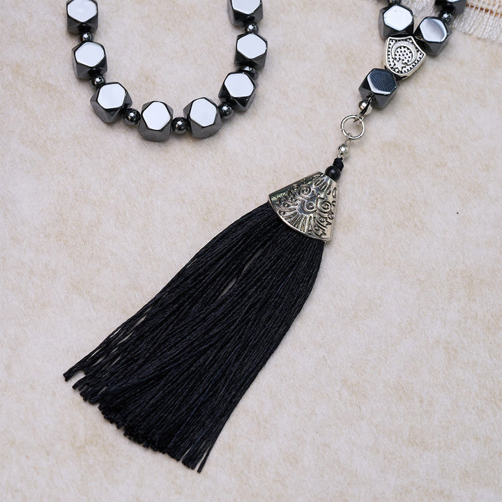 HilalHaven Faceted Hematite 33 Beaded Tasbih - image 4