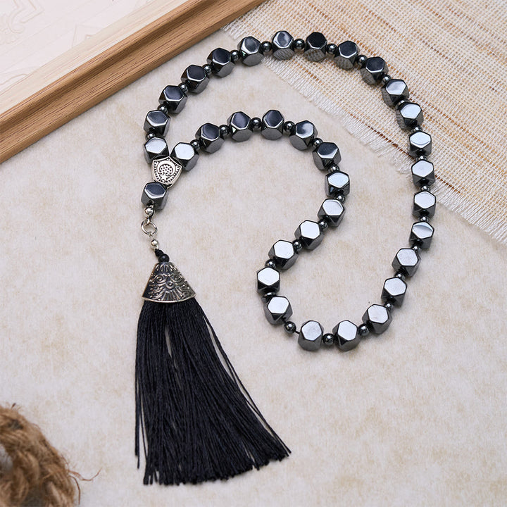 HilalHaven Faceted Hematite 33 Beaded Tasbih -  黑胆石色8mm - image 0