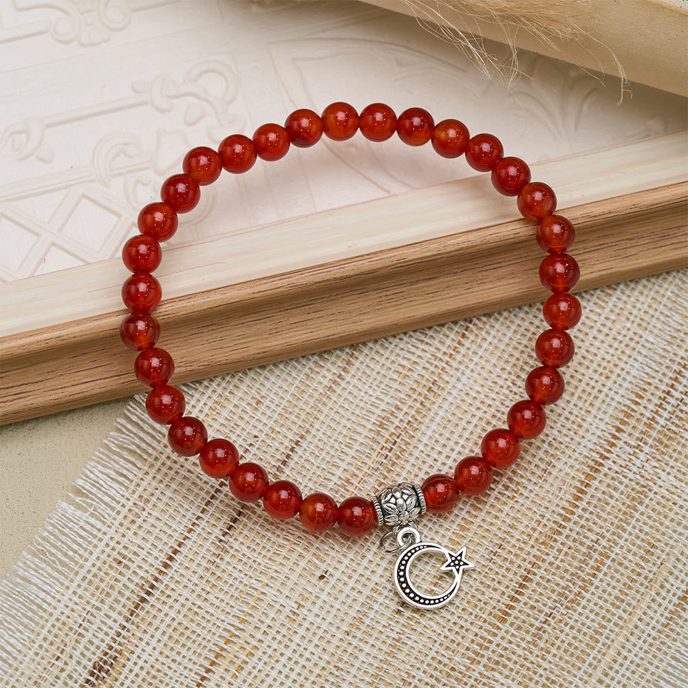HilalHaven Polished Natural Agate Meditation 33 BeadsTasbih - Red - image 8