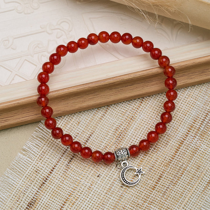 HilalHaven Polished Natural Agate Meditation 33 BeadsTasbih - Red - image 8