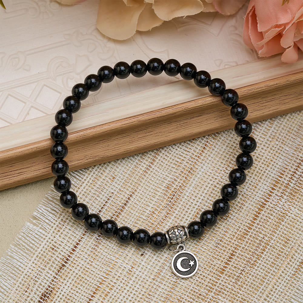 HilalHaven Polished Natural Agate Meditation 33 BeadsTasbih - Black - image 4