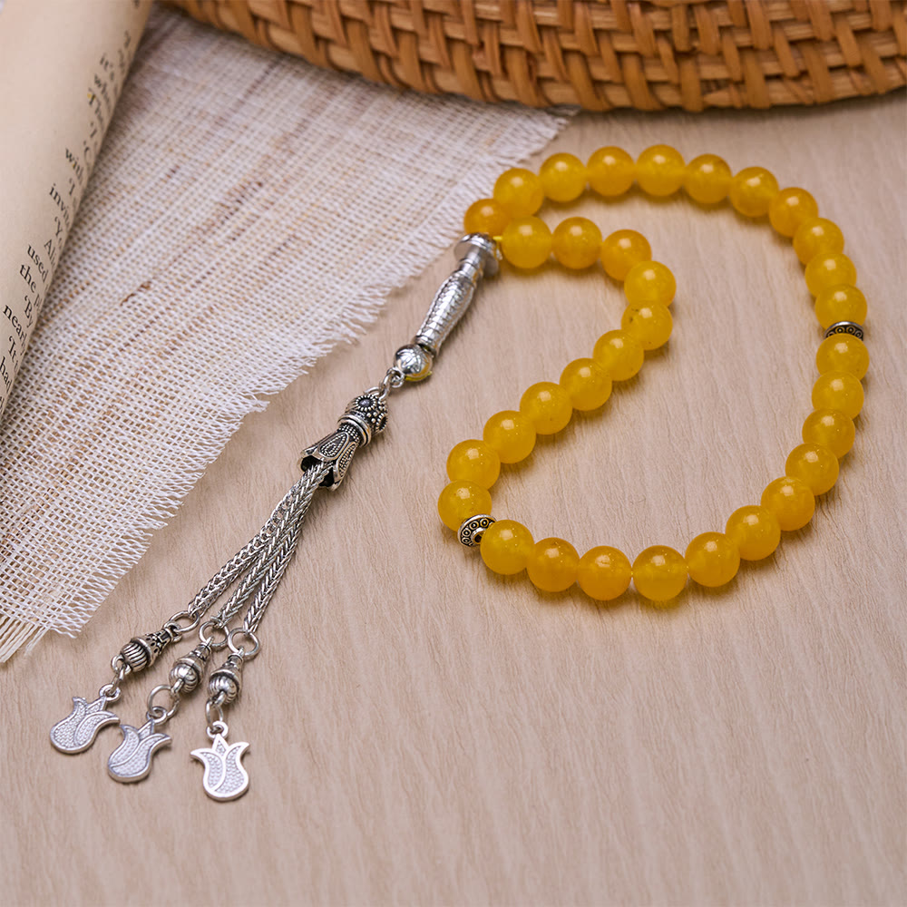 HilalHaven Natural Stone 33 Beaded Tasbih - Yellow - image 13