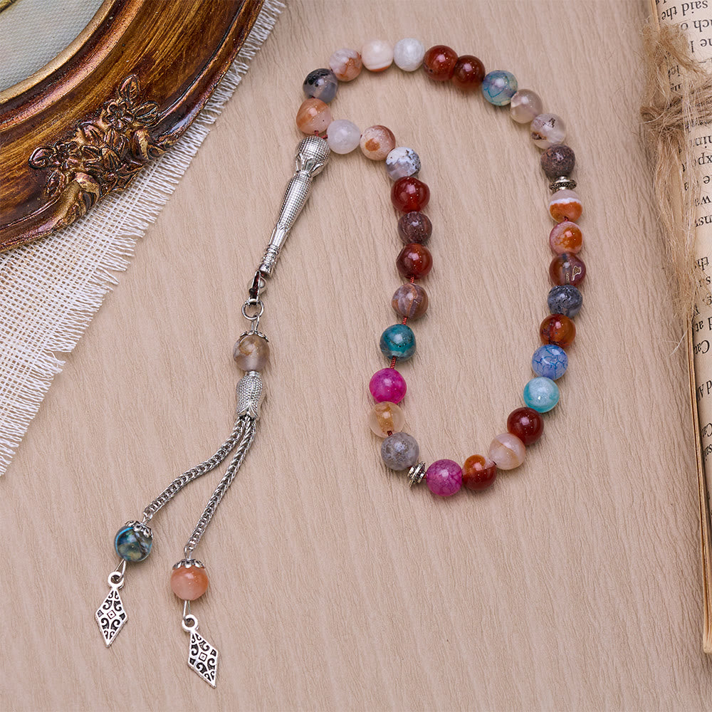 HilalHaven Natural Stone 33 Beaded Tasbih - Colorful - image 0