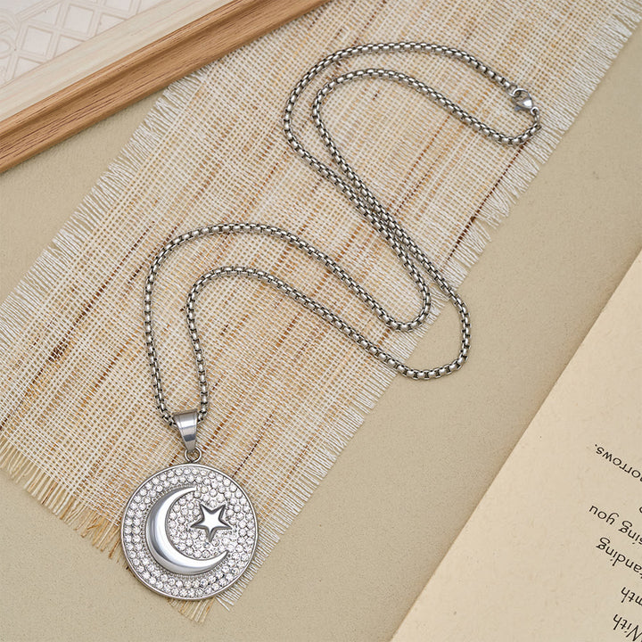 HilalHaven Night Sky Medallion Pendant Necklace - Silver - image 4