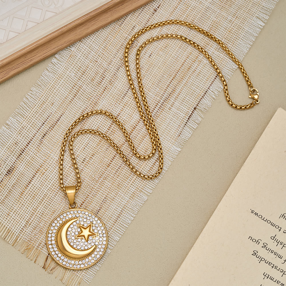 HilalHaven Night Sky Medallion Pendant Necklace - Golden - image 1
