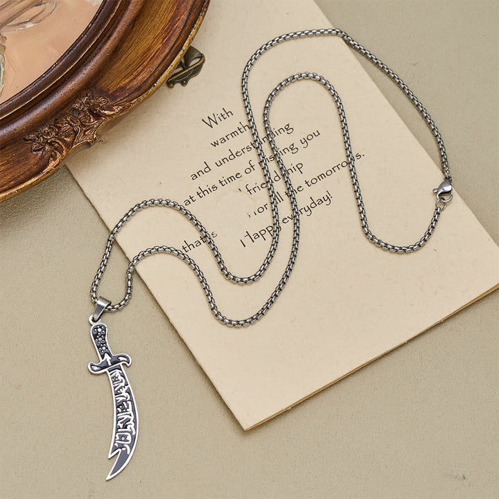 HilalHaven Warrior Spirit Sword Pendant Necklace - Silver - image 4