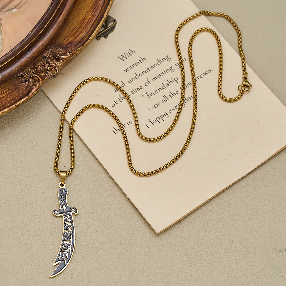 HilalHaven Warrior Spirit Sword Pendant Necklace - Golden - image 1