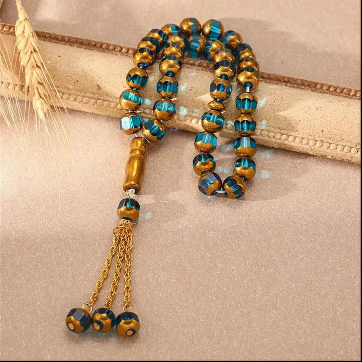  HilalHaven Faceted Glass Beaded Tasbih - Lake Blue - image 6