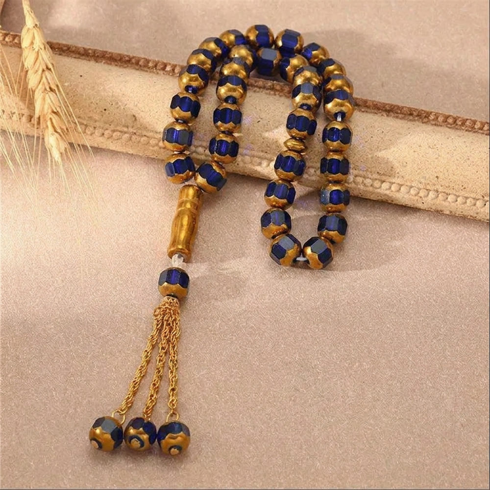  HilalHaven Faceted Glass Beaded Tasbih - Blue - image 1