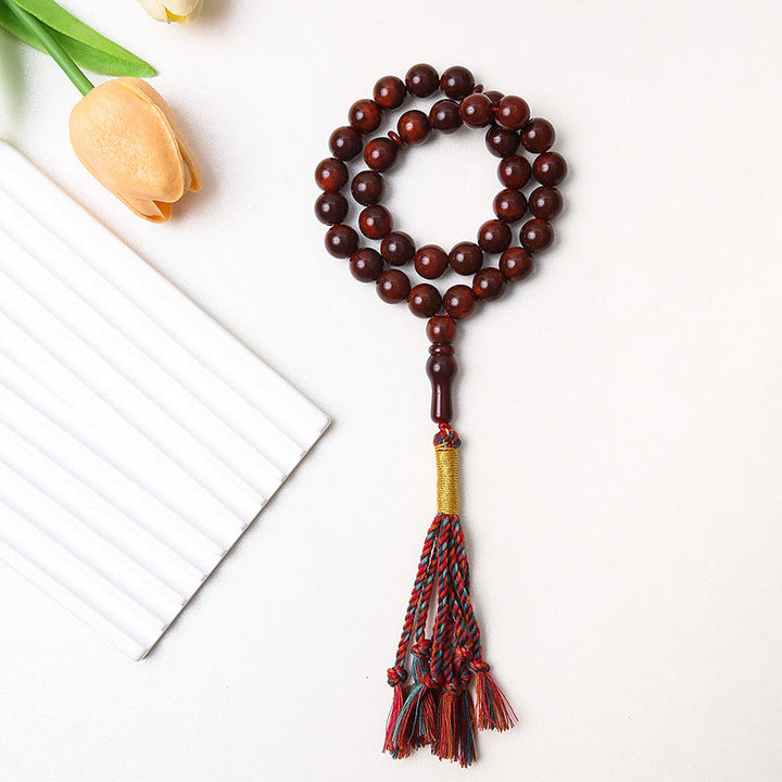 HilalHaven Round Acrylic 33 Beads Tasbih — Handcrafted Minimalist Cultural Prayer Beads with Tassel - Deep Burgundy Red - image 7