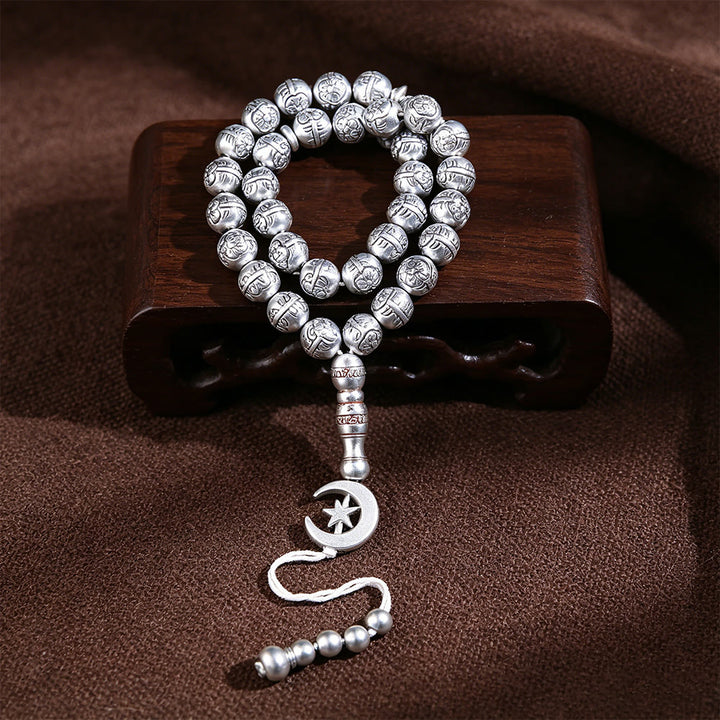 HilalHaven Embossed Acrylic 33 Beads Tasbih — Handcrafted Modern Cultural Prayer Beads with Crescent &amp; Star Charm - image 2