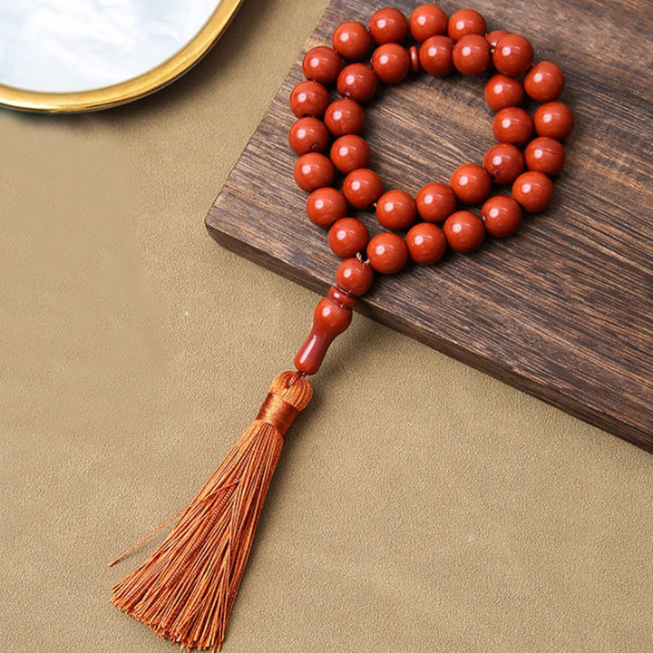 HilalHaven Smooth Acrylic 33 Beads Tasbih — Vintage Style Handcrafted Prayer Beads - Terracotta Orange - image 6