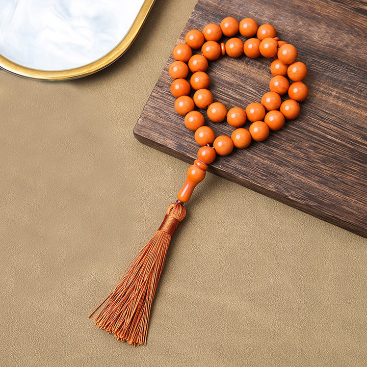 HilalHaven Smooth Acrylic 33 Beads Tasbih — Vintage Style Handcrafted Prayer Beads - Warm Orange - image 8