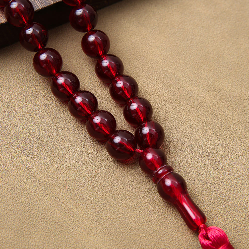 HilalHaven Smooth Acrylic 33 Beads Tasbih — Vintage Style Handcrafted Prayer Beads - image 2