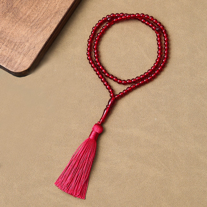 HilalHaven 99-Count Acrylic Tasbih with Tassel - Bright Red with Red Tassel - image 1