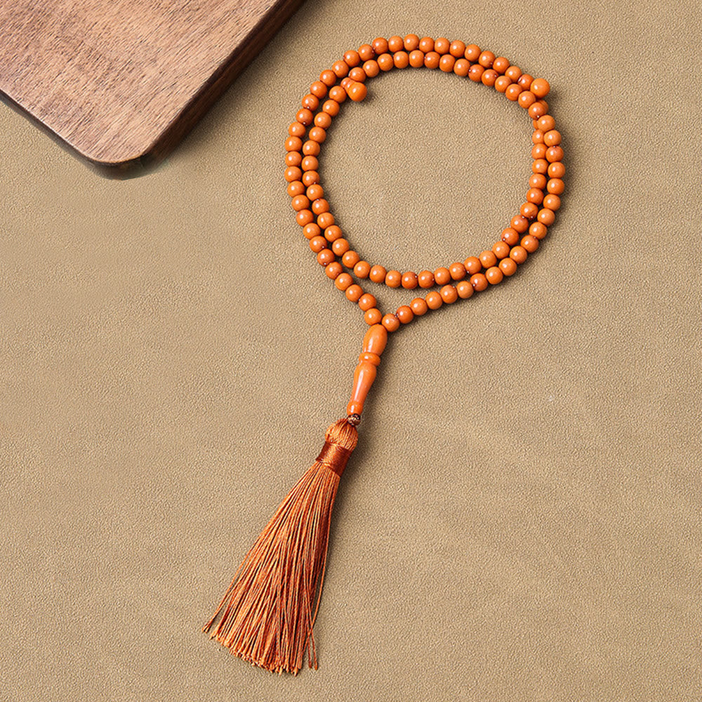 HilalHaven 99-Count Acrylic Tasbih with Tassel - Warm Orange with Orange Tassel - image 2