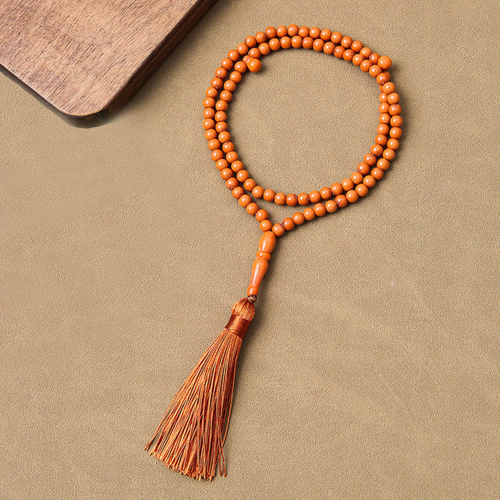 HilalHaven 99-Count Acrylic Tasbih with Tassel - Warm Orange with Orange Tassel - image 2