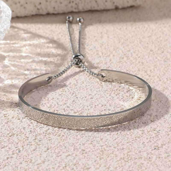 HilalHaven Adjustable Vintage Engraved Titanium Steel Bracelet - Silver - image 3