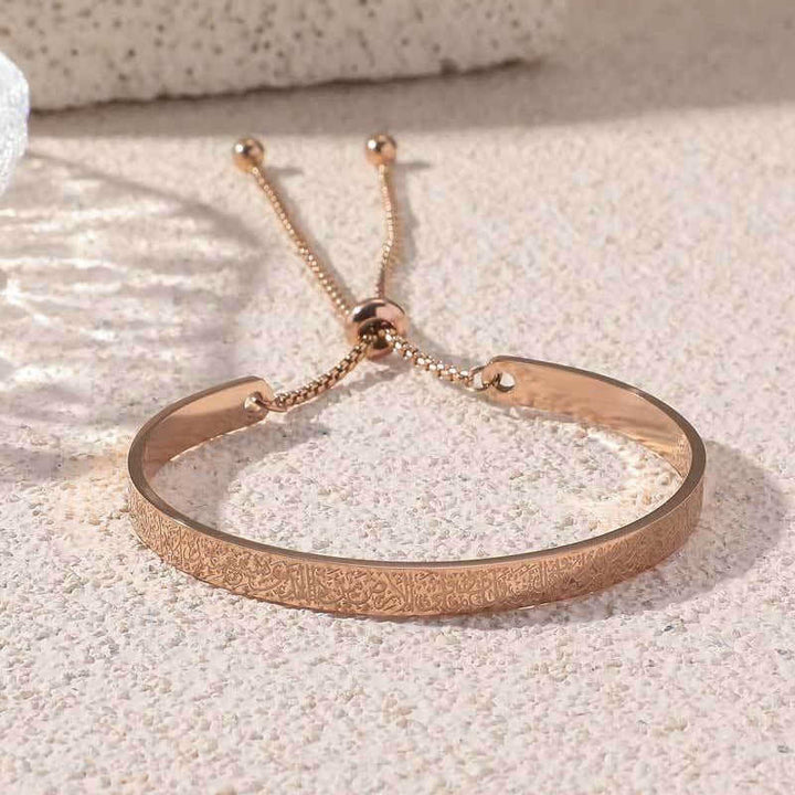 HilalHaven Adjustable Vintage Engraved Titanium Steel Bracelet - Rose Golden - image 2