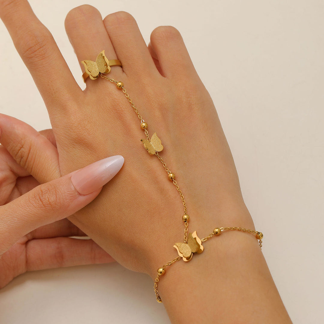 HilalHaven Elegant Butterfly Charm Bracelet &amp; Ring Set - image 7
