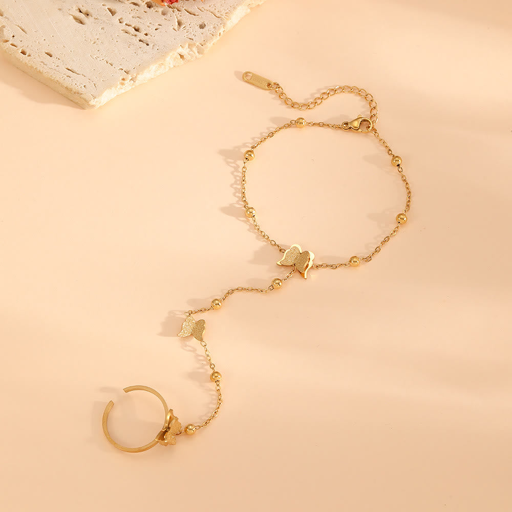 HilalHaven Elegant Butterfly Charm Bracelet &amp; Ring Set - image 4