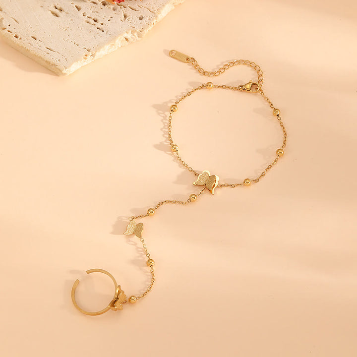 HilalHaven Elegant Butterfly Charm Bracelet &amp; Ring Set - image 4