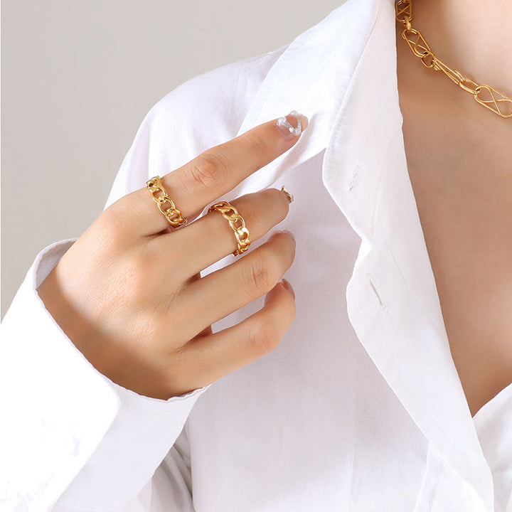 HilalHaven Chain Link Titanium Steel Ring - image 5