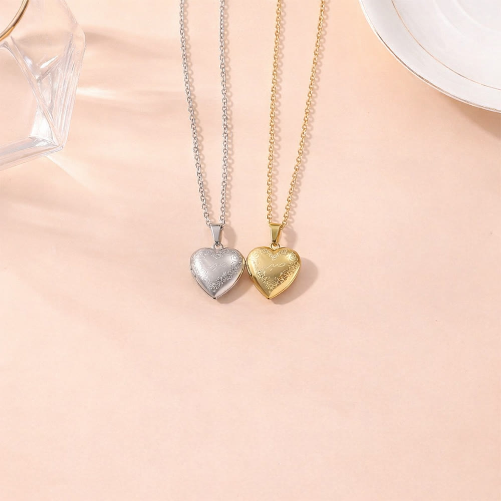  HilalHaven Engraved Heart Locket Pendant Necklace - image 2