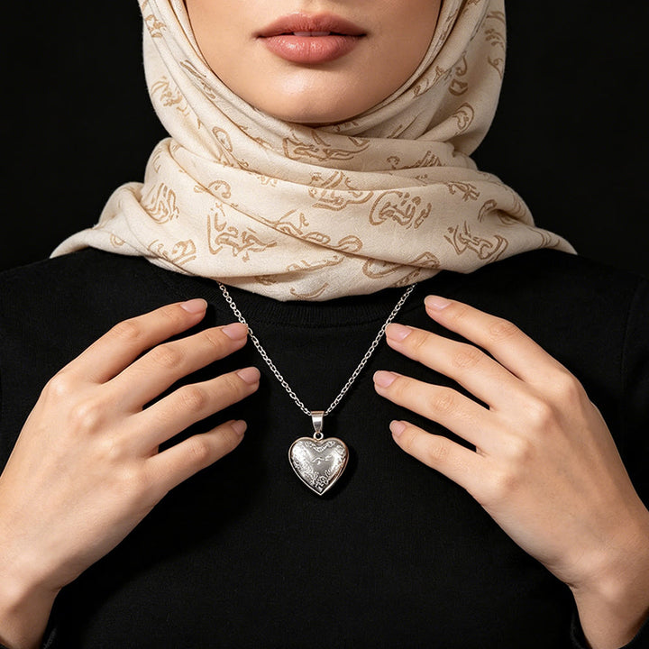  HilalHaven Engraved Heart Locket Pendant Necklace - image 3