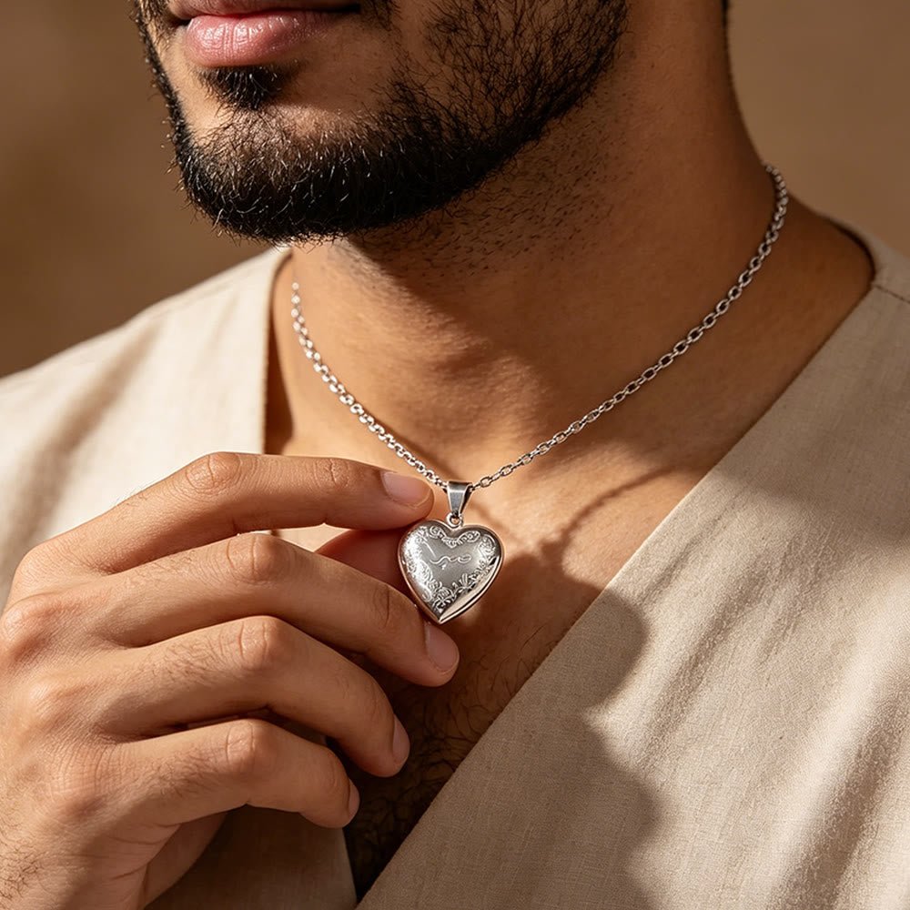  HilalHaven Engraved Heart Locket Pendant Necklace - image 4