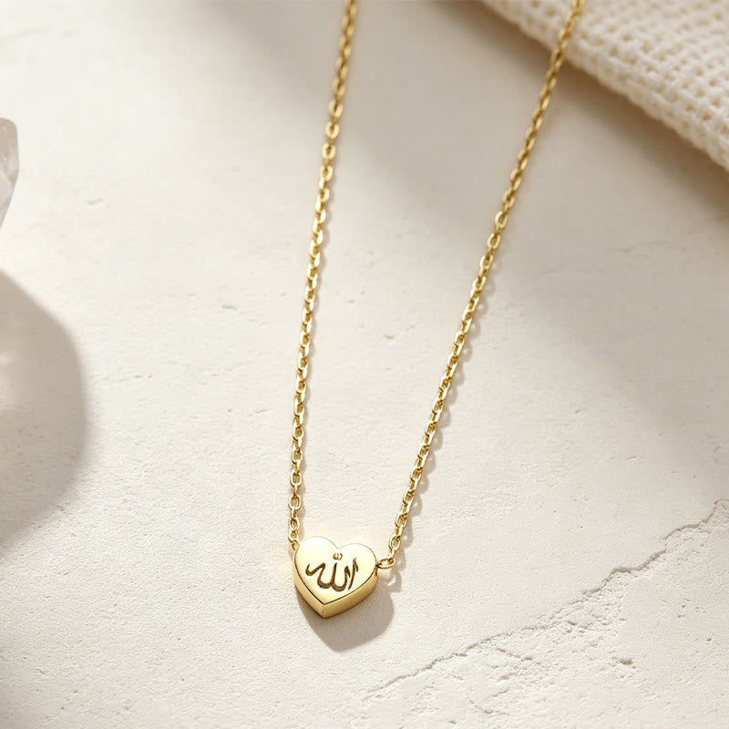HilalHaven Heart-Shaped Calligraphy Pendant Necklace — Minimalist Stainless Steel Jewelry - image 1