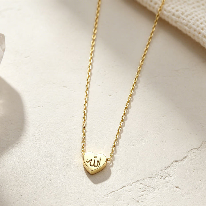 HilalHaven Heart-Shaped Calligraphy Pendant Necklace — Minimalist Stainless Steel Jewelry - image 1
