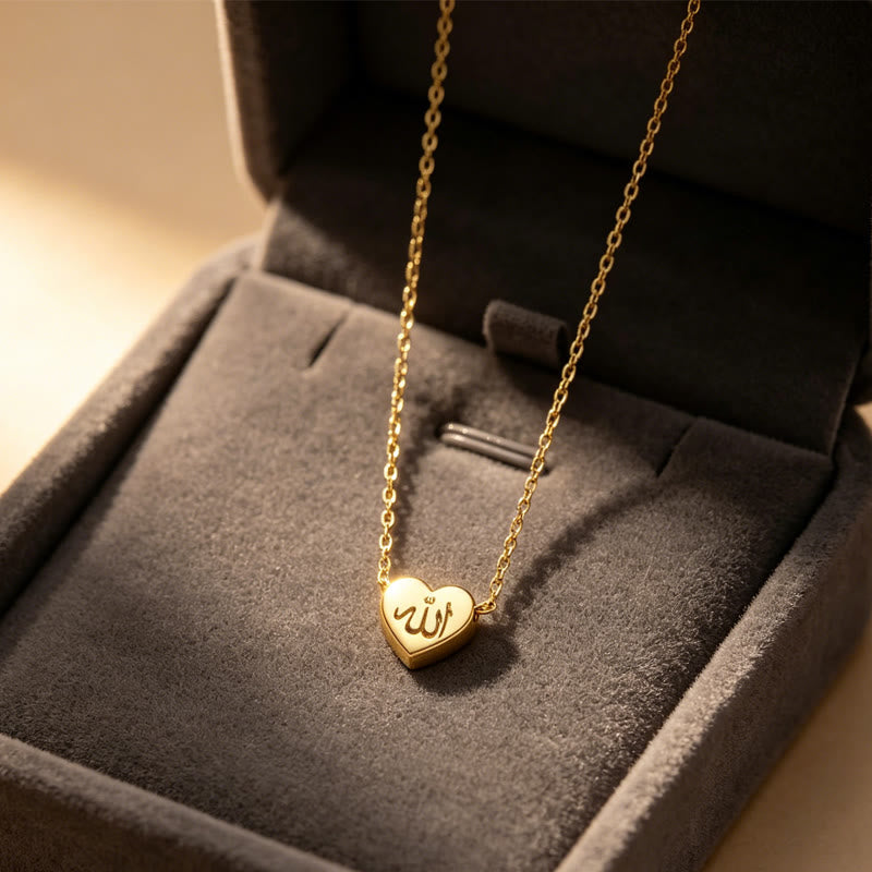 HilalHaven Heart-Shaped Calligraphy Pendant Necklace — Minimalist Stainless Steel Jewelry - image 2
