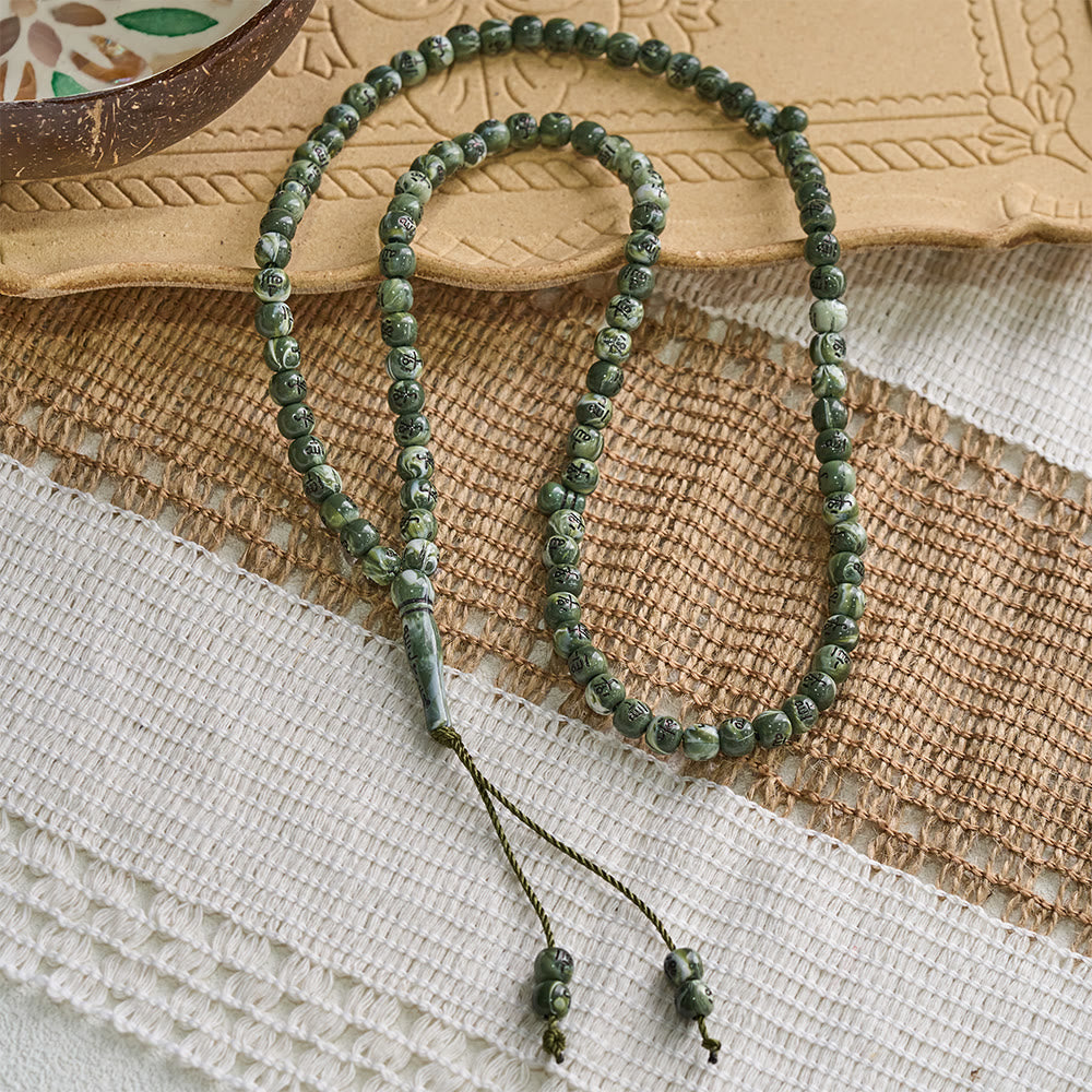 HilalHaven 8mm Round Acrylic Printed Beads Tasbih — Handcrafted Cultural 99 Beads Tasbih with Tassel - image 2