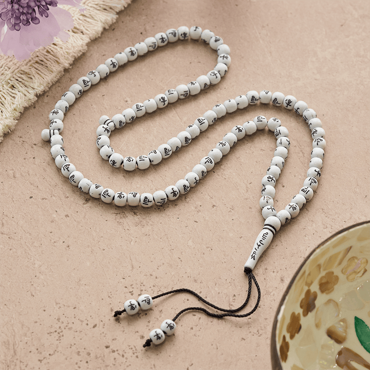 HilalHaven 8mm Round Acrylic Printed Beads Tasbih — Handcrafted Cultural 99 Beads Tasbih with Tassel - image 8