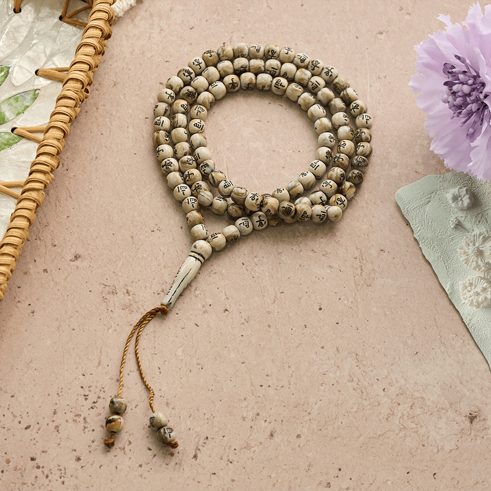HilalHaven 8mm Round Acrylic Printed Beads Tasbih — Handcrafted Cultural 99 Beads Tasbih with Tassel - Earthy taupe - image 14