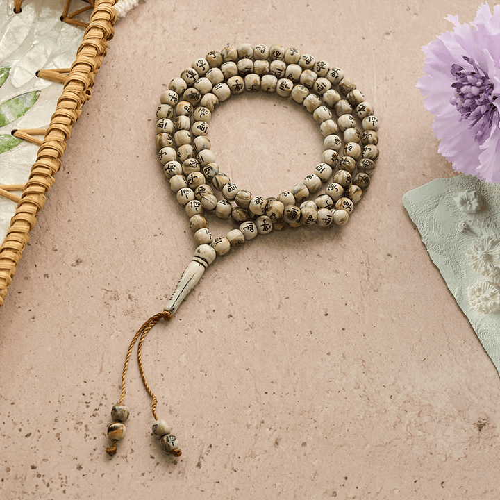 HilalHaven 8mm Round Acrylic Printed Beads Tasbih — Handcrafted Cultural 99 Beads Tasbih with Tassel - Earthy taupe - image 14