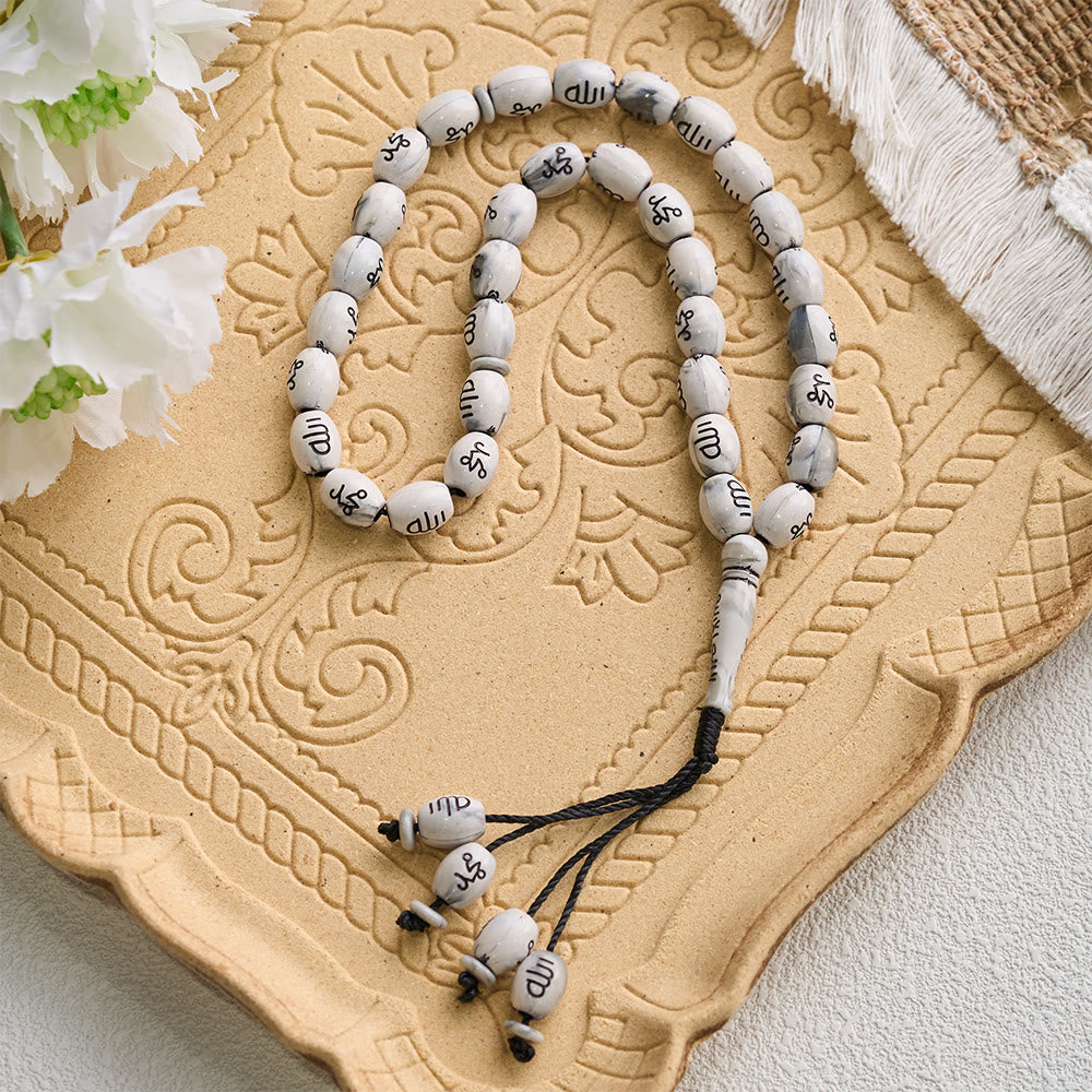 HilalHaven 33 Beads Oval Acrylic Tasbih — Handcrafted Cultural 33 Beads Tasbih with Tassel - image 17