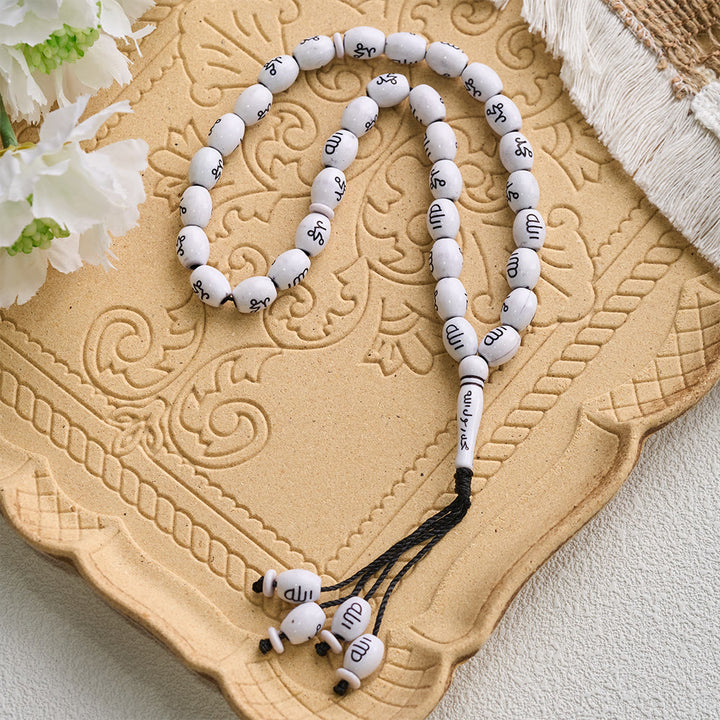 HilalHaven 33 Beads Oval Acrylic Tasbih — Handcrafted Cultural 33 Beads Tasbih with Tassel - image 14