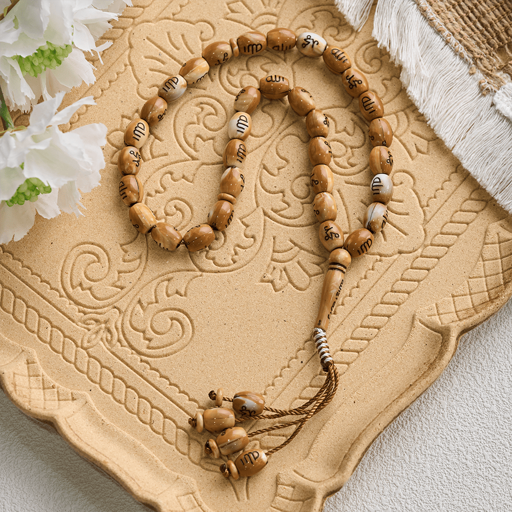 HilalHaven 33 Beads Oval Acrylic Tasbih — Handcrafted Cultural 33 Beads Tasbih with Tassel - image 1