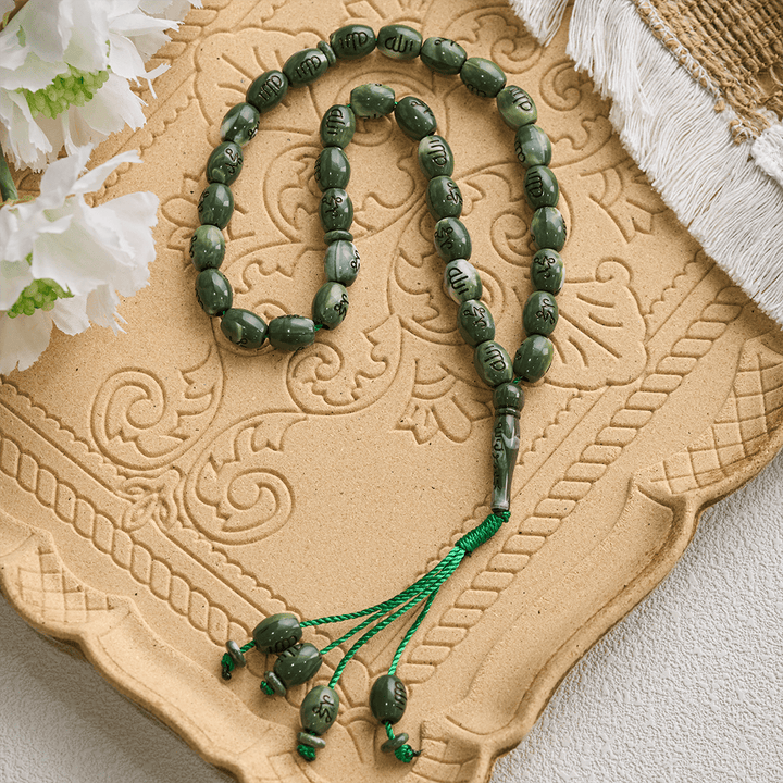 HilalHaven 33 Beads Oval Acrylic Tasbih — Handcrafted Cultural 33 Beads Tasbih with Tassel - image 5